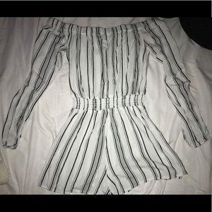 black & white stripe romper